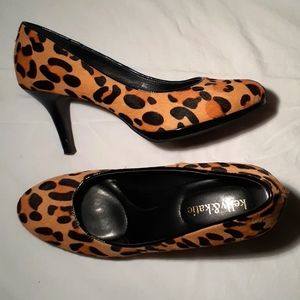 Leopard print pony hair heels